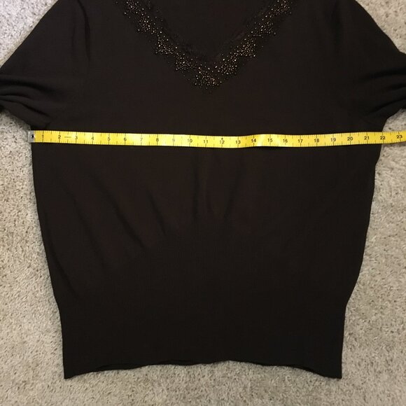 Nygard Collection Rayon High Banded Waist Bead + Lace Collared Top - Picture 13 of 16